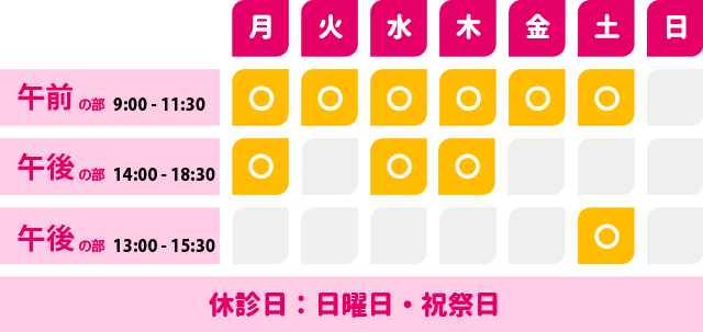 診療日・診療受付時間